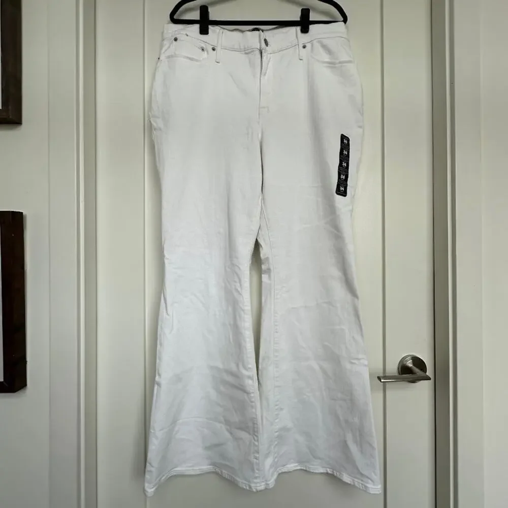 J.Crew White Signature Stretch Flare Jeans Size 34 NWT B0930